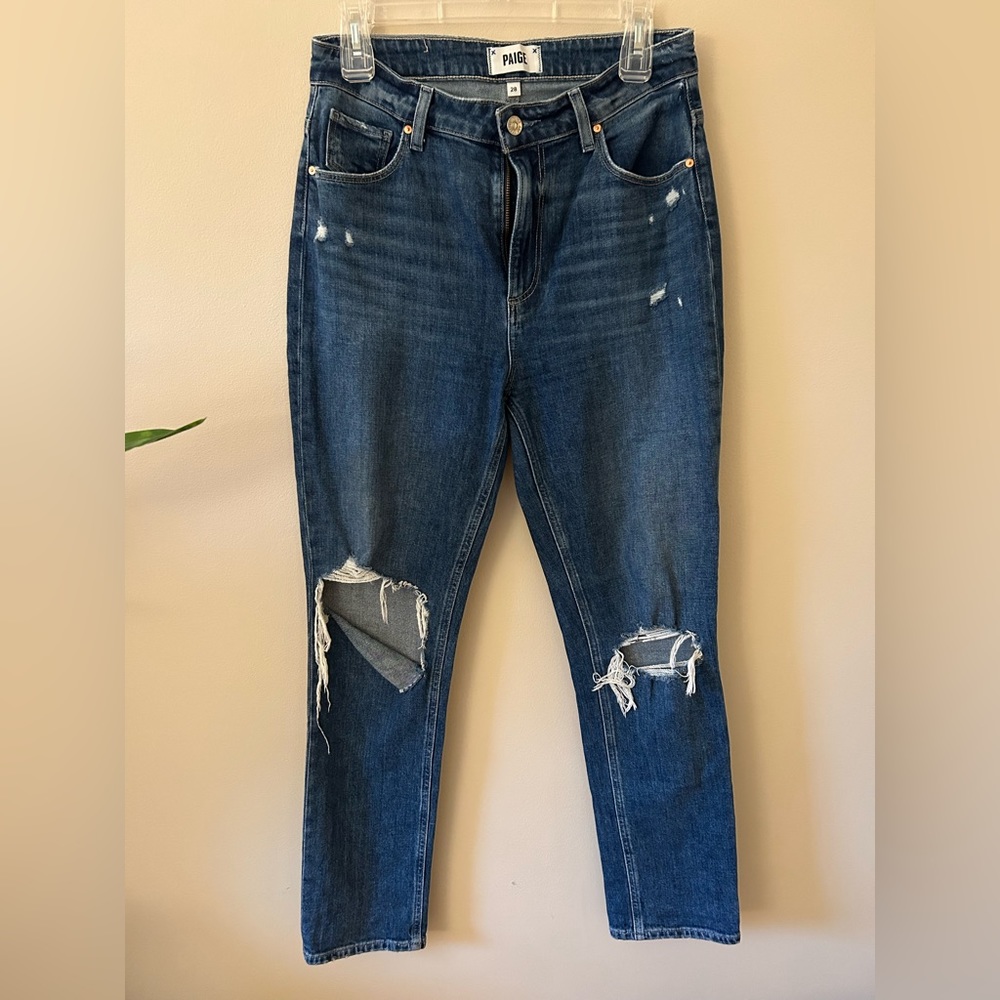 PAIGE Distressed Straight Leg Jean in Size 28